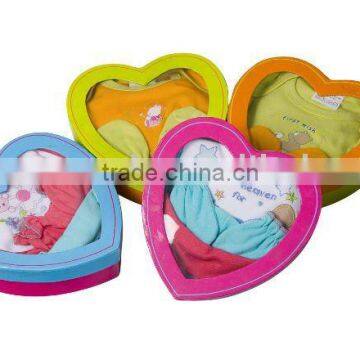 Heart shape box 3pcs/baby wear/baby garment/baby clothing