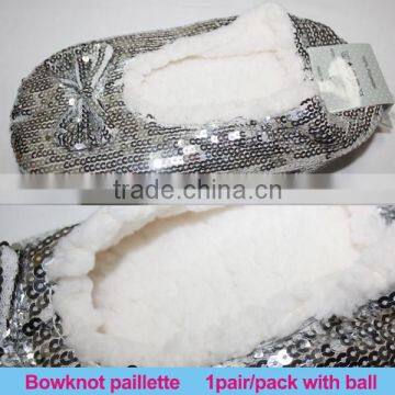 Fancy Lady Slipper Winter Plain Design Solid Paillette Bedroom Warm Slippers photo-2