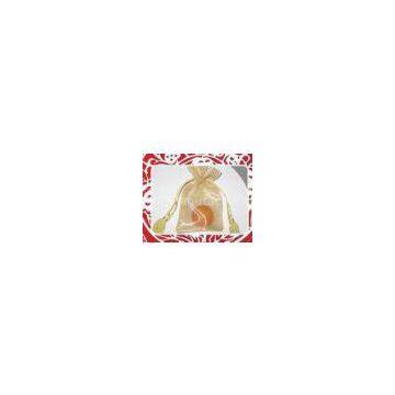 Yellow Sheer Organza Drawstring Pouch For Jewelry Packing , Polyester