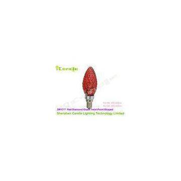 5 W E17 LED Candle Lamp Point Shaped Ra 85 , Red Diamond Glass Cover