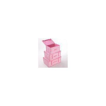 Large Pink Essential Household Non Woven Storage Boxes with Lid for Clothing