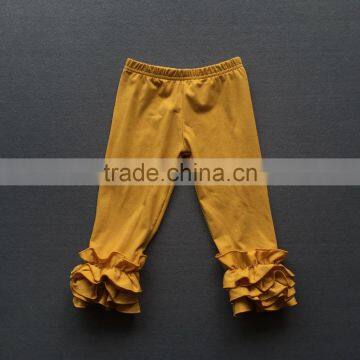 Wholesale 2017 baby ruffle long pants solid yellow color childrens icing leggings kids autumn fall clothes pants