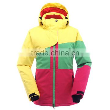 orange women waterproof quilted european ski jacket wholesale