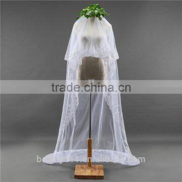 New Grance Fashionable Long Tulle Wedding Bridal Veils & TwoTiers Tulle Cathedral Bridal Veil HL08 photo-3