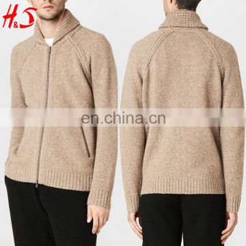 China Suppliers Clothing New Knitted Wool Raglan Cardigan Shawl Collar Cardigan Sweater For Man