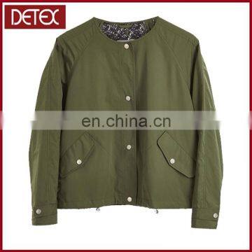 Factory OEM Green Lightweight Ladies Bomer Jacket In Printed Lining