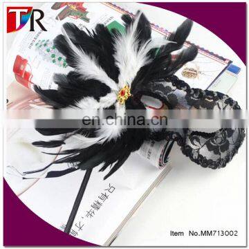 charming black lace feather princess mardi gras party stick masks