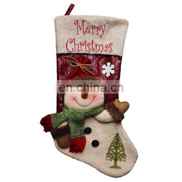 43CM Large 3D Merry Christmas Embroidery Home Decoration Christmas Stockings - Snowman