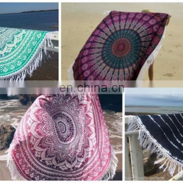 Indian Mandalan Round Yoga Hippie Roundie Tapestry Hippy Boho Gypsy Cotton Round Beach Throw Yoga Mat Tassel