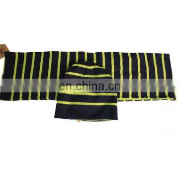 Children's Newest striped winter acrylic knitted hat scarf set