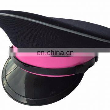 Black Peak Cap With Gray Piping and Red PU Cap Band photo-2