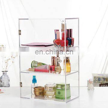 professional custom clear acrylic makeup storage boxes with door