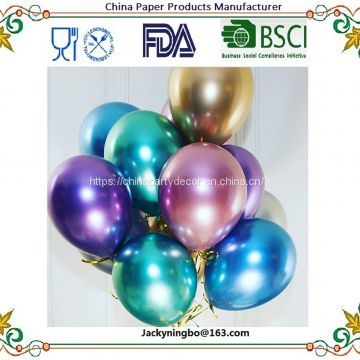 Ningbo PartyKing 8pcs per pack 3.2g Thick Round Colorful Metallic Balloon 12 inch Flashing Metal Balloon Pearly Metal Chrome Ball Wedding Party Decoration Balloons with Many Available Colors