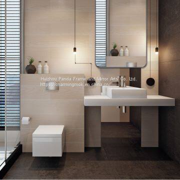 China Mirror Factory Modern Stainless Steel Frame Vanity Wall Mounted Rectangle Make up Mirror photo-4