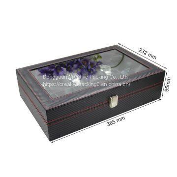 Black Leather Watch Box Wholesale Price For 12 Watches Display Leather Watch Box photo-2