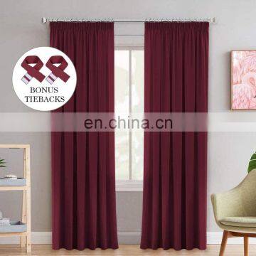 Burgundy pencil pleat blackout curtain