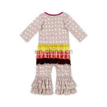 Baby Boutique Polka Dots Ruffle Turkey Baby Thanksgiving Romper Wholesale for Baby photo-7