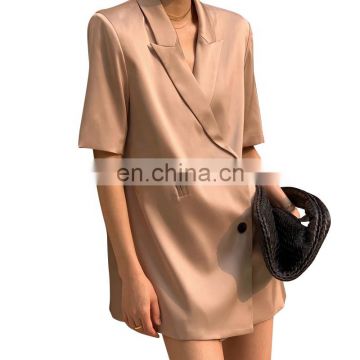 TWOTWINSTYLE Blazer For Women Notched Collar Short Sleeve fashion new