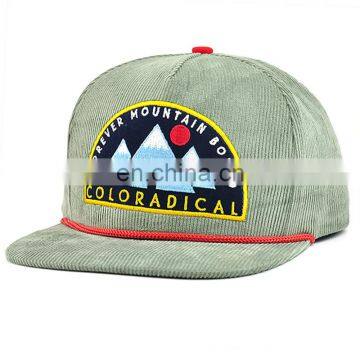 Flat bill embroidery patch custom snapback corduroy caps