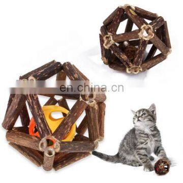 HQP-MP004 HongQiangSilver Rattan Matabi bar kiwi fashion wooden multi-size cat snack grinds and teeth cleaning toys