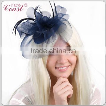 decorative navy blue feather flower silk flower large flower hair clips