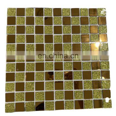 300x300mm art glass mix metal mirror mosaic design crystal mosaic tile