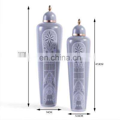 Modern Luxury Palace Style Ceramic Flower Vase Jar For Home Decor Accessories photo-5