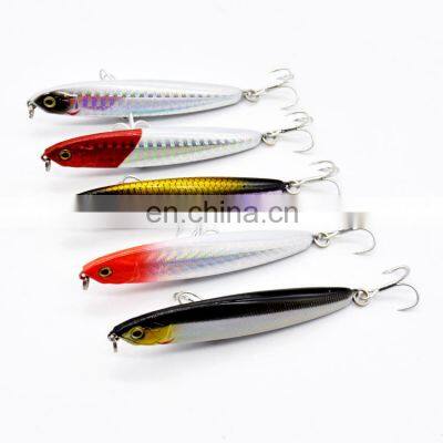 Free sample China OEM Factory  Sound Pencil fishing lure 8cm/12g  sinking 3D eyes Blood slot hook hard bait