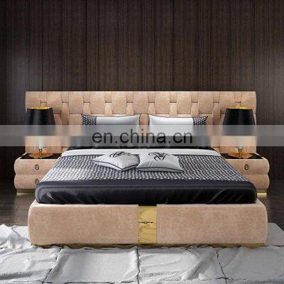 Italian double bed fabric designer villa Nordic high-end luxury Italian minimalist modern minimalist 1.8 m wedding bed