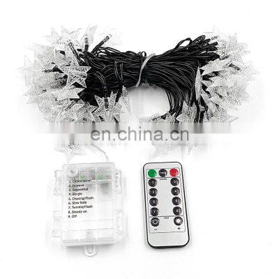 Outdoor Waterproof IP44 Battery Power Operated Remote Control Warm White Five star Led  Fairy String Light For Holiday