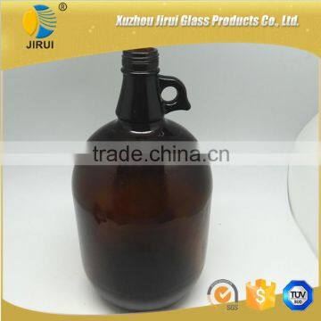 4L Amber Wine Glass Bottle With Handling photo-4