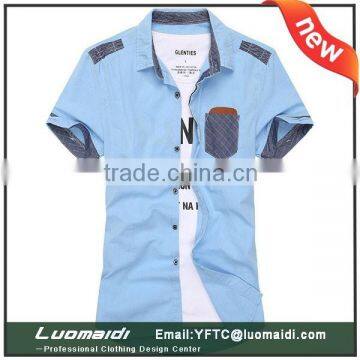 Men's Casual Short sleeve blue shirt,hot sales