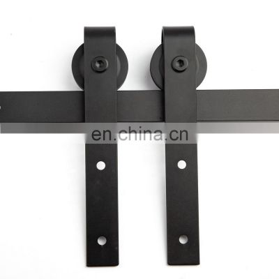 Black Wheel Matte Carbon Steel Sliding Barn Door Hardware Track Kit