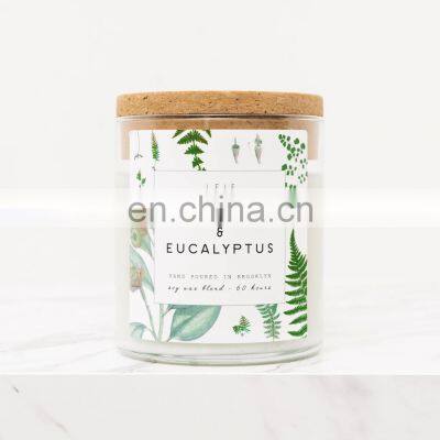 Custom private label Cork Lid Glass Bottle Aromatherapy soy wax Candle jars can customize AROMA Fragrance candle