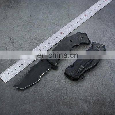 9.1Inch G10  handle with black oxide blade stainless steel survival knife folding Tactical knife