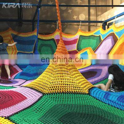 Best selling Kids Indoor Playground Knitted Rainbow Colorful Nylon Crocheted Climbing Net