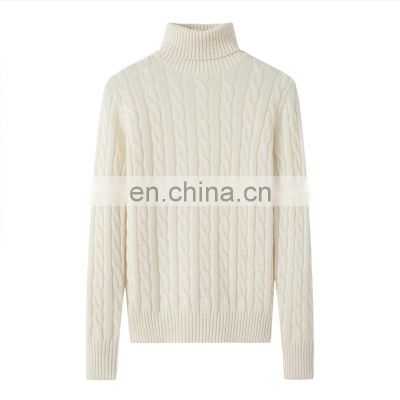 Elegant 100% Cashmere Pullover for Women Turtleneck Solid Color Knitted Sweater Casual Style with Front Logo for Winter Season