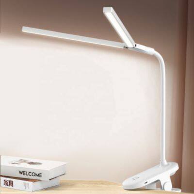 LED Desk Table Lamp Two Head Adjustable Clip 3 Modes Lighting Eye-protected Office LED Reading Lamp For Student LED Desk Lamp photo-2