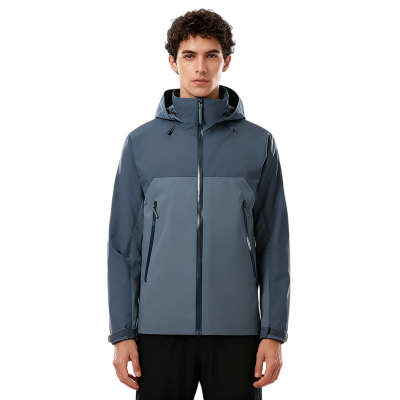 Waterproof outdoor raincoat for men and women, autumn and winter coat, long sleeved heat sealed single-layer windbreaker jacket