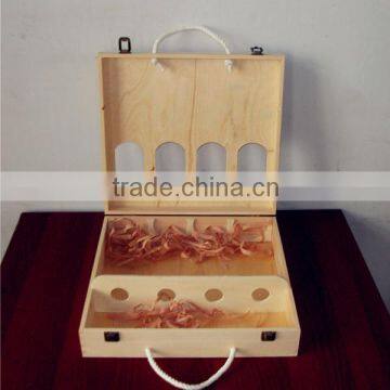 Custom Wooden Wine Box Packing for 4 Wine Bottles photo-5