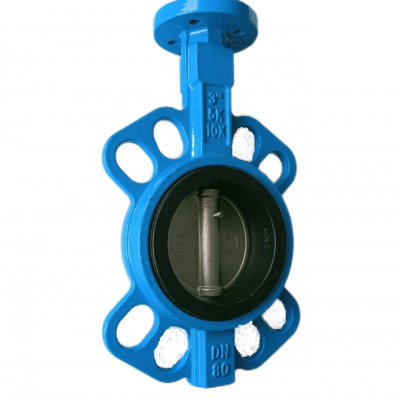 DN100 PN16 150LB Ductile Iron Worm Gear Wafer Butterfly Valve PTFE Soft Seal Handle Wafer Butterfly Valve photo-3