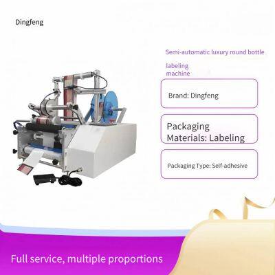 dingfeng полуавтоматическая круглая машинка для нанесения этикеток, универсальное оборудование для нанесения самоклеящихся этикеток на круглые тела, гарантия на один год, в наличии