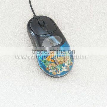 Resin Clear black real red Rose embedded decorative Wired Computer Mouse