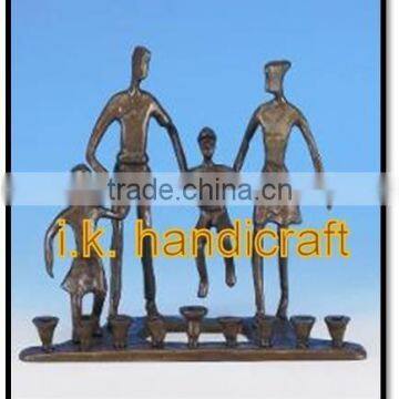 Jewish human figure modern menorah candlestick holder with shiny finish and enamel finish