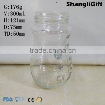 10oz Glass Feeding Bottle For Baby Glass Milk Bottle With Scale Line