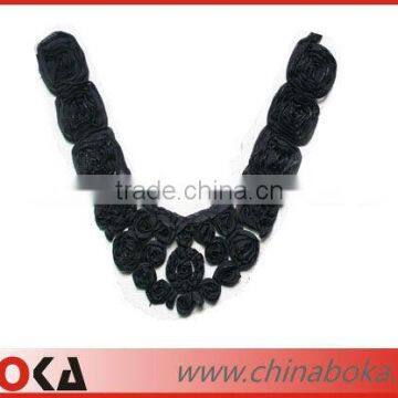 Black chiffon flower neckline