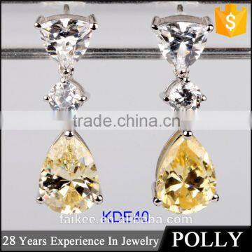 925 sterling silver latest model fashion Yellow zircon earrings for women