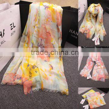 Bohemia Style Colorful Ink Painting Flower Print Women Fashions Scarf