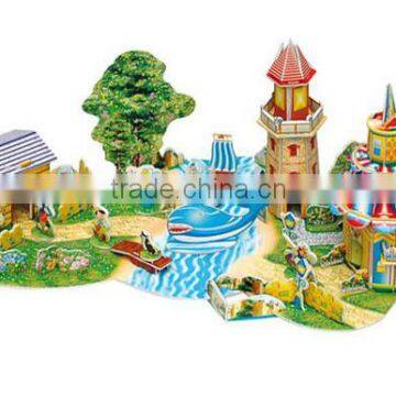 kids playing house 3d paper jigsaw puzzle