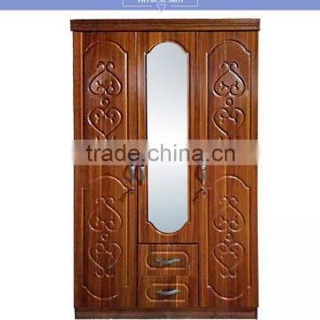 Pvc Armoire 3 Doors Dark Beech Color With Middle Ellipse Mirror photo-2